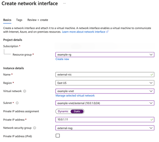 Azure Create Network Interface - Project Details