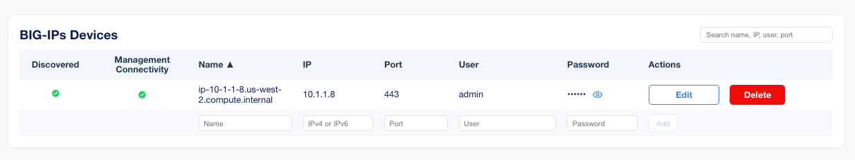 BIG-IPs Devices page