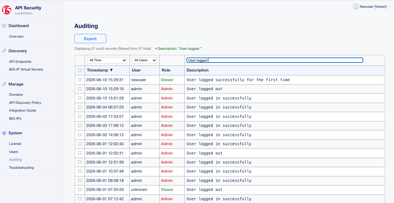 Auditing page