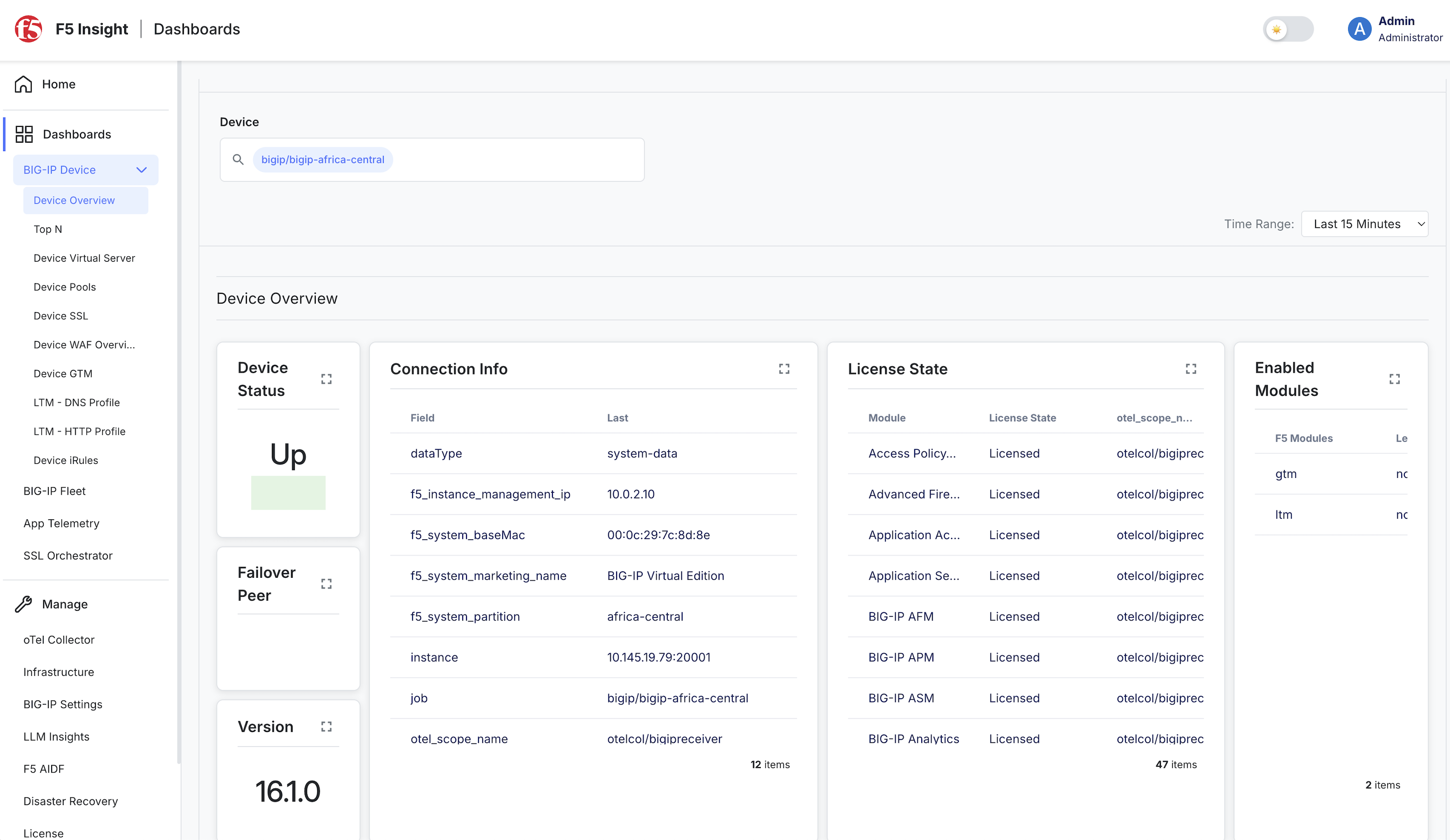 Homepage dashboard