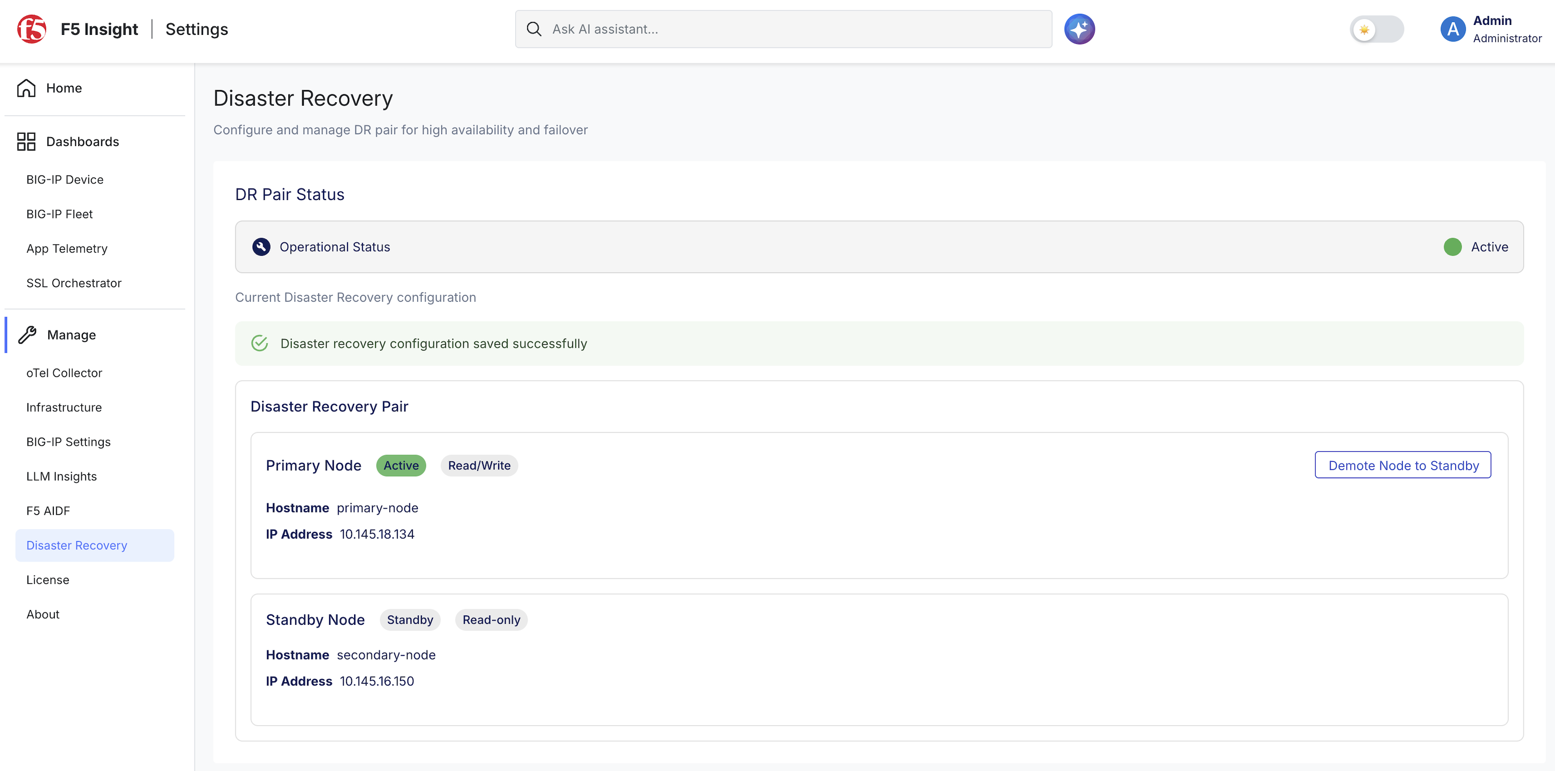 Verify DR configuration