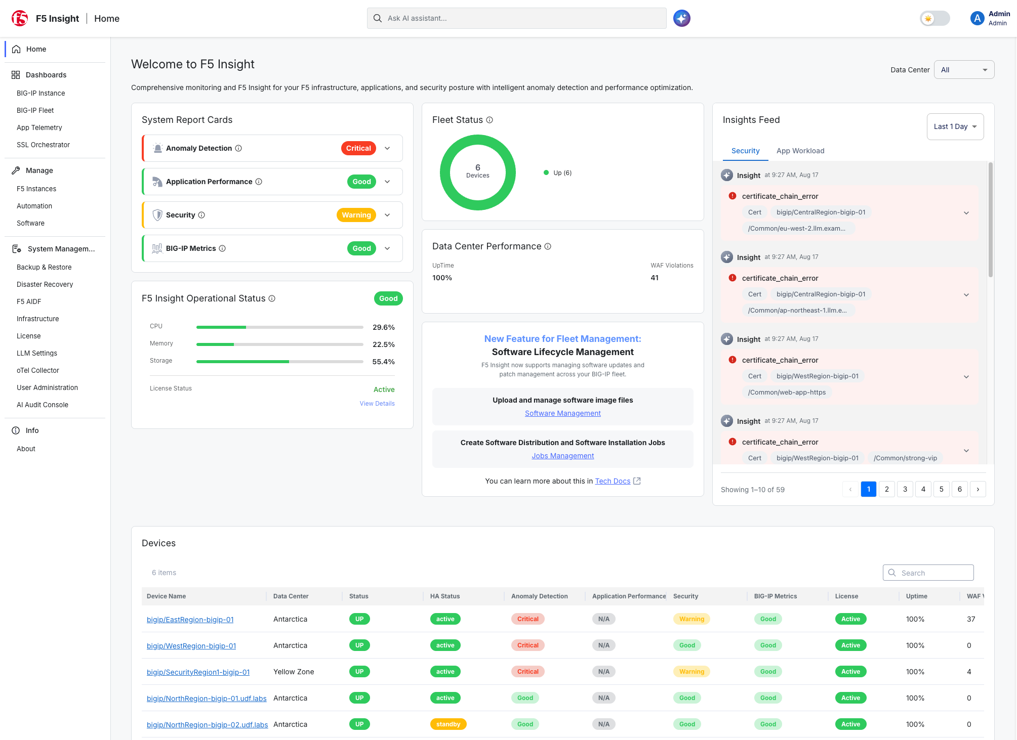 F5 Insight homepage
