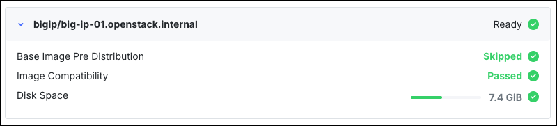 Preview check results for one instance, showing Ready and a green free space indicator