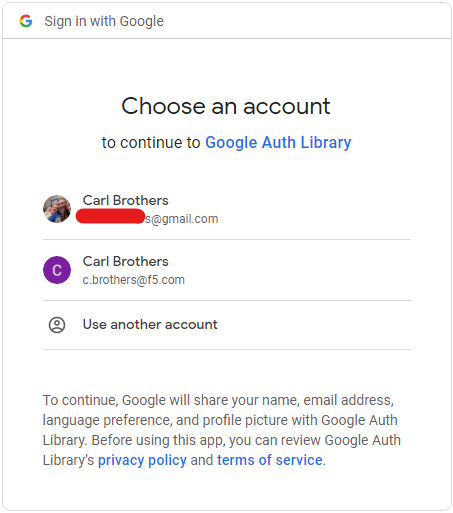 Choose your Google account