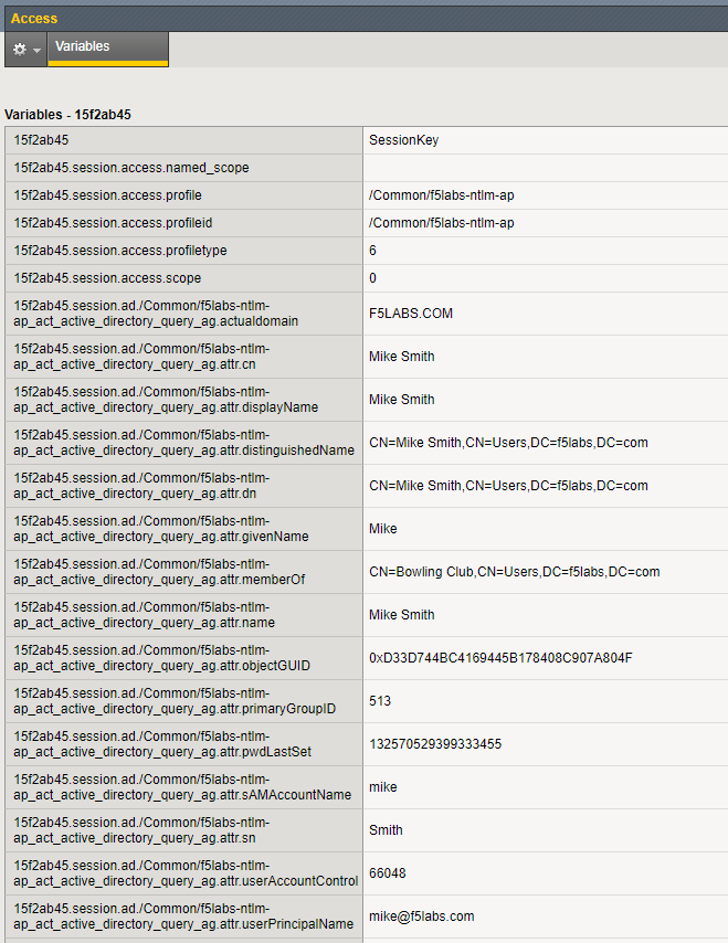 Mike's Session Variables