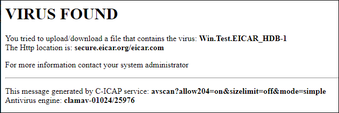 Eicar malware download test